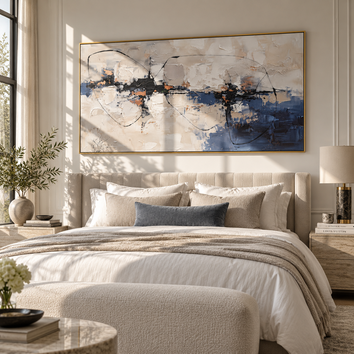Blue Line Across Stone presented in an alternate styled interior
