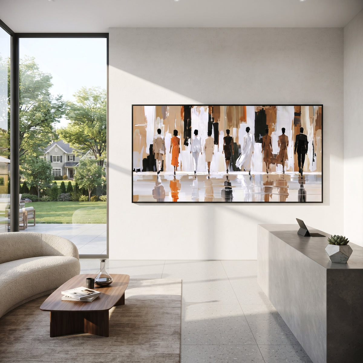 Figures in Passing Light presented in an alternate styled interior