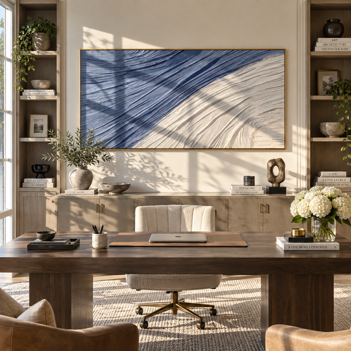 Blue Ridges Sweep East artwork shown with modern interior materials