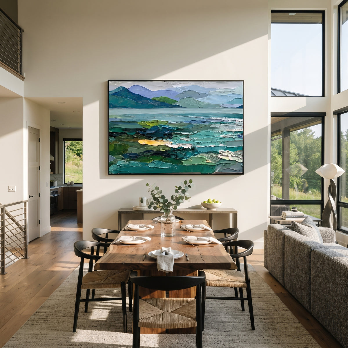Lake Between Green Hills presented in an alternate styled interior