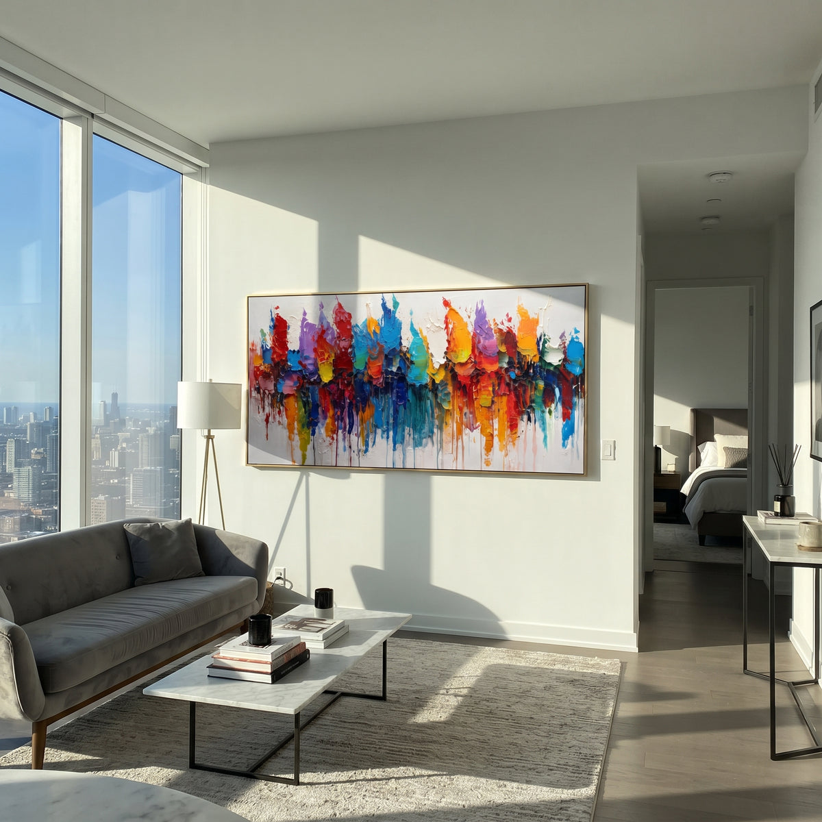 City Color After Rain artwork shown with modern interior materials