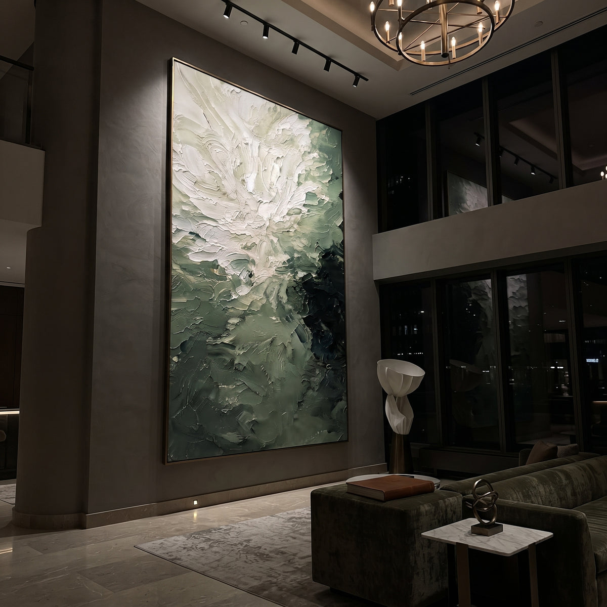 Ivory Bloom Unfolds artwork styled as a refined interior focal point