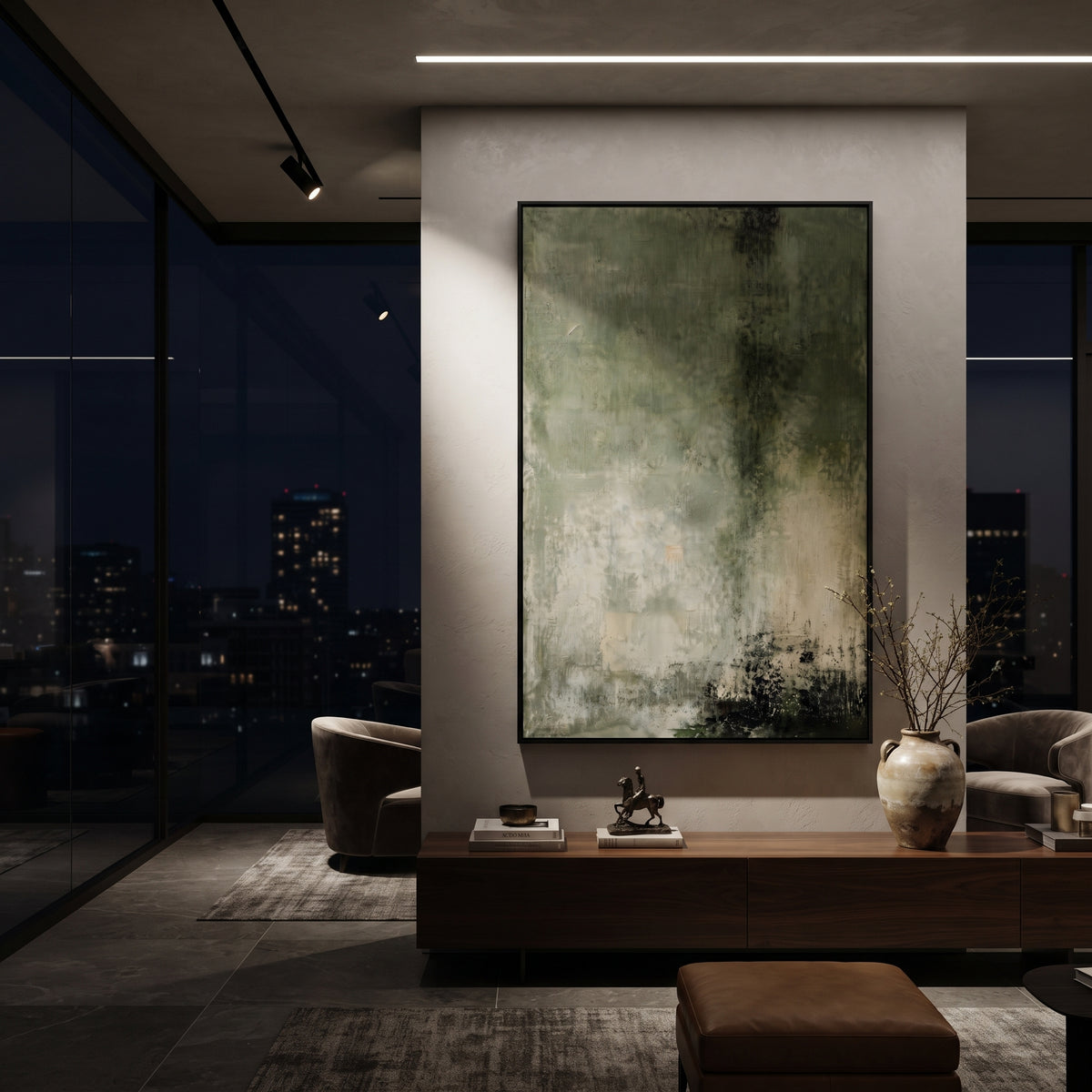 Forest Weather Descends displayed with natural materials and quiet decor