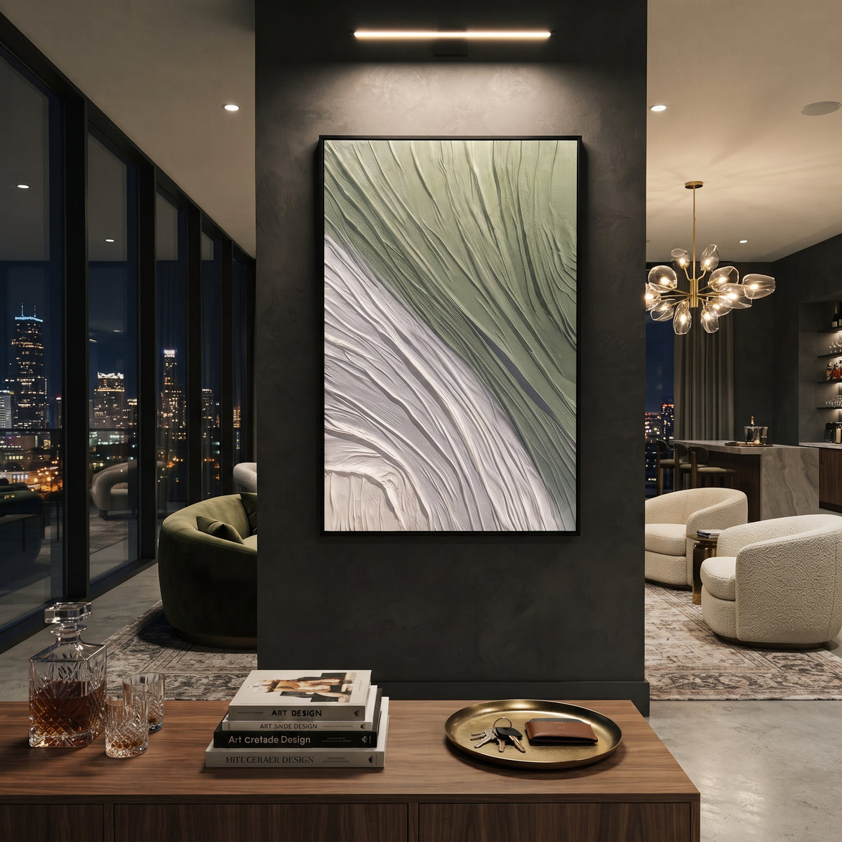 White Current Bends displayed with natural materials and quiet decor