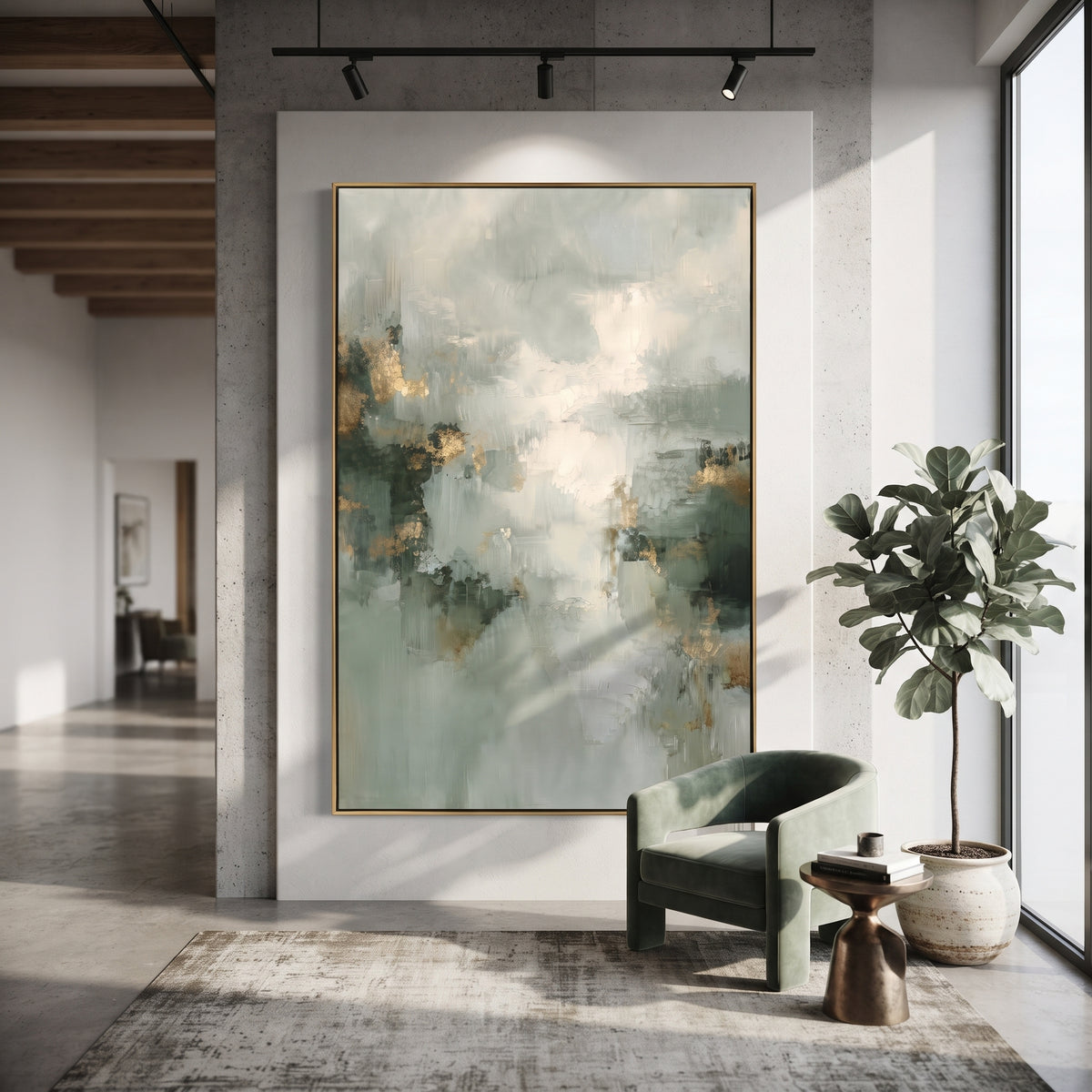 Light Breaks Through Sage artwork styled as a refined interior focal point