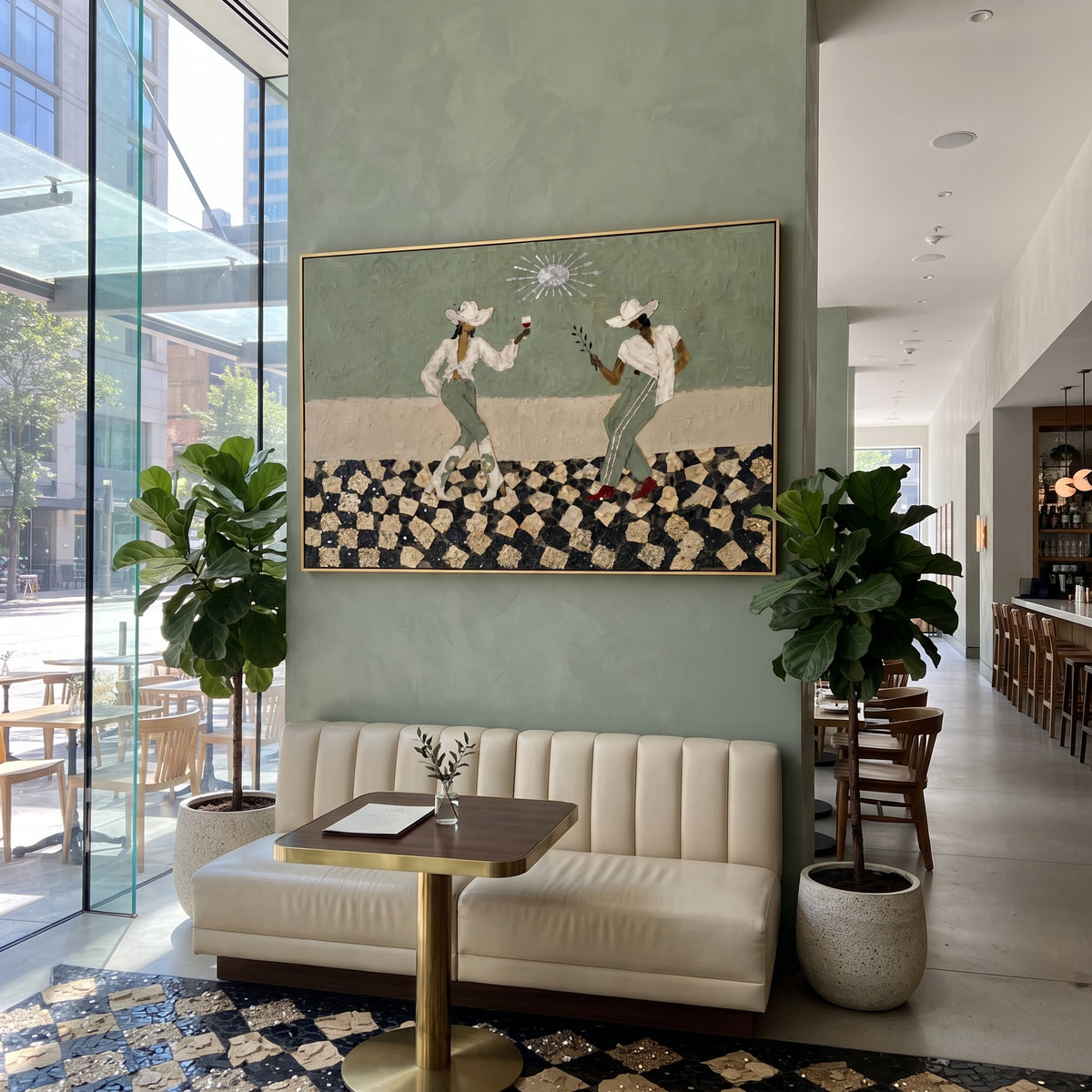 Cowgirls Toast at Noon artwork styled as a refined interior focal point