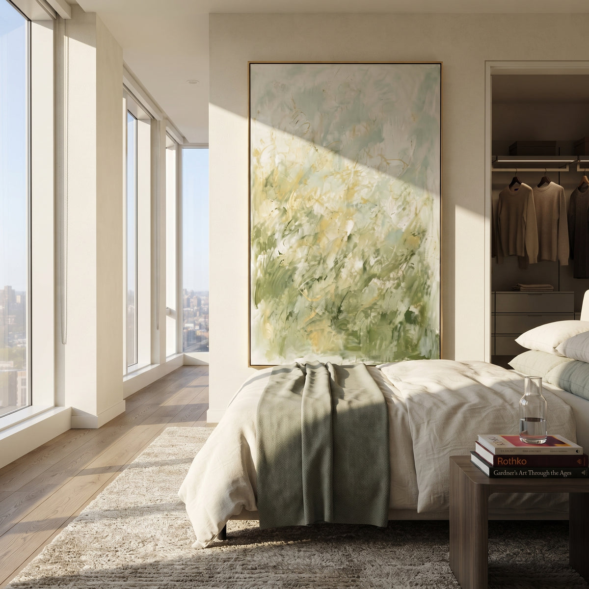 Meadow Dissolves in Light wall art shown above contemporary furnishings