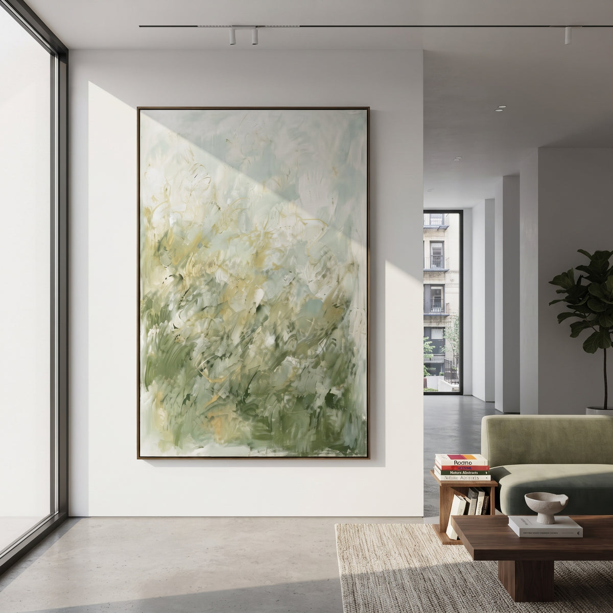Meadow Dissolves in Light painting presented in an alternate room setting