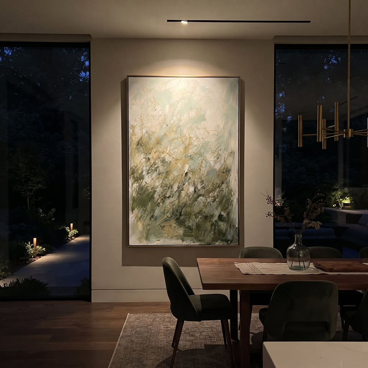 Meadow Dissolves in Light displayed with natural materials and quiet decor