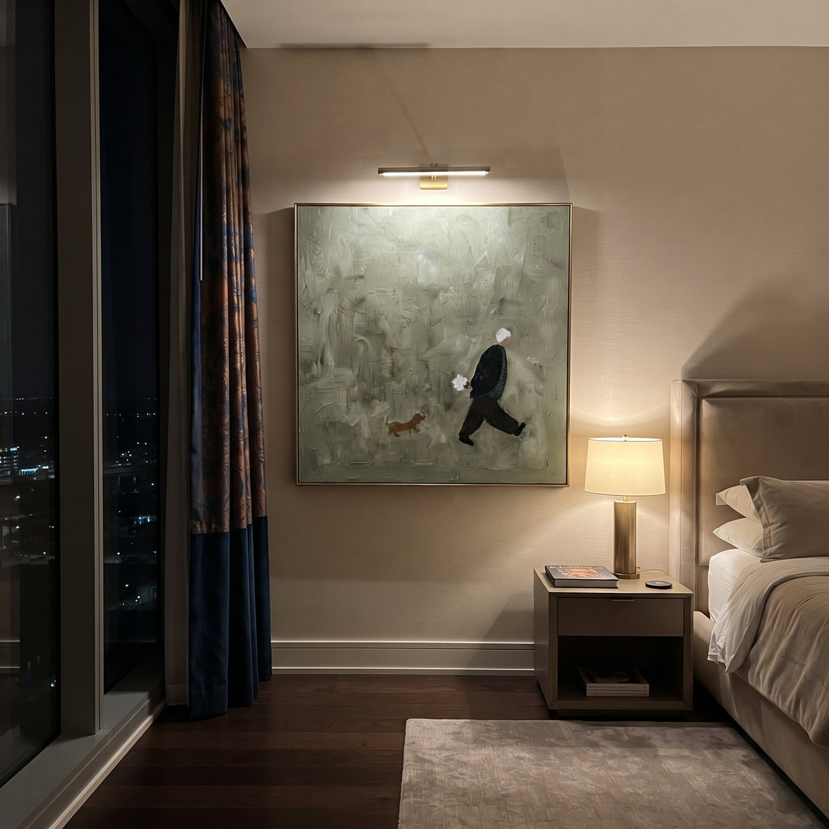Small Dog Follows Home displayed with natural materials and quiet decor
