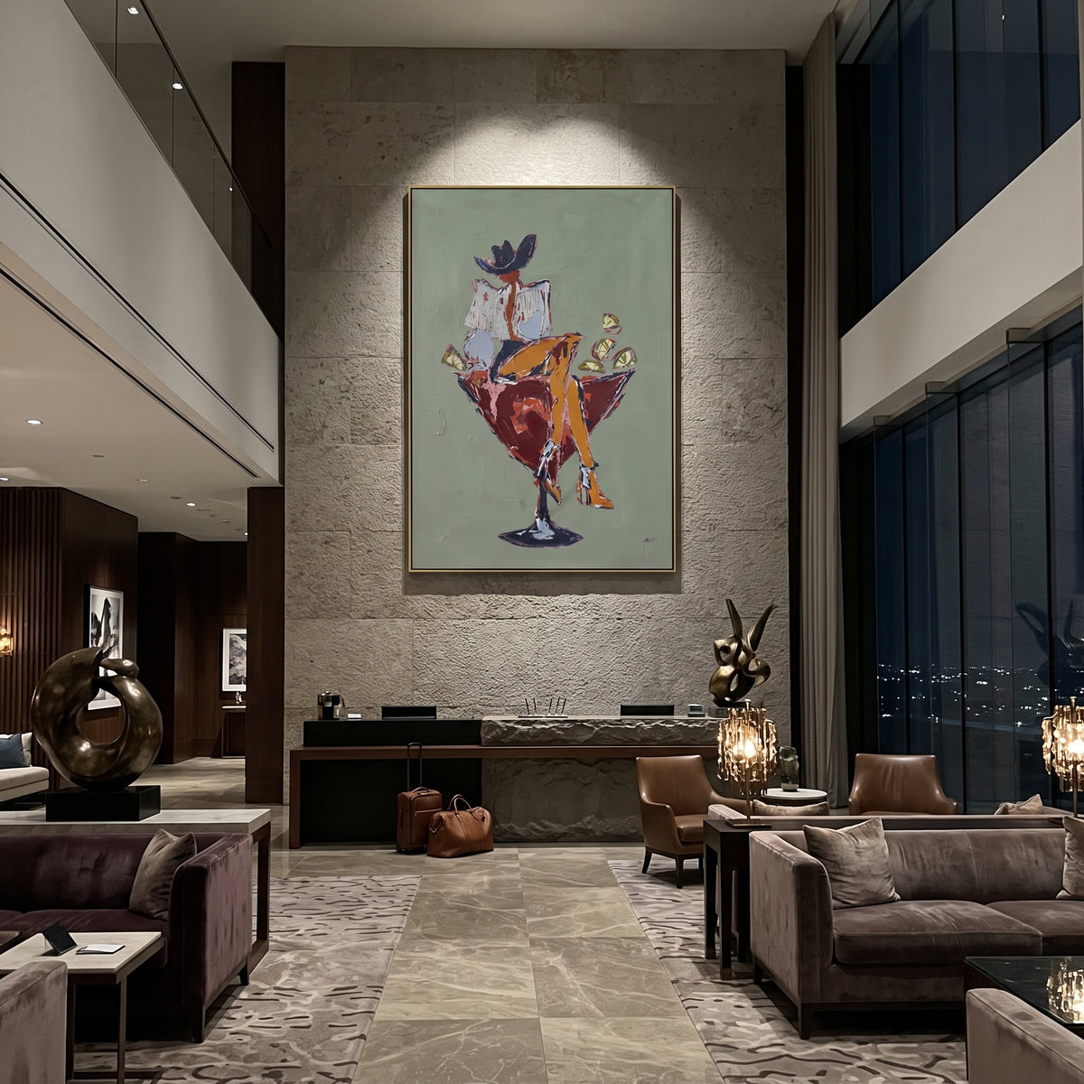Cocktail Muse in Sage artwork styled as a refined interior focal point