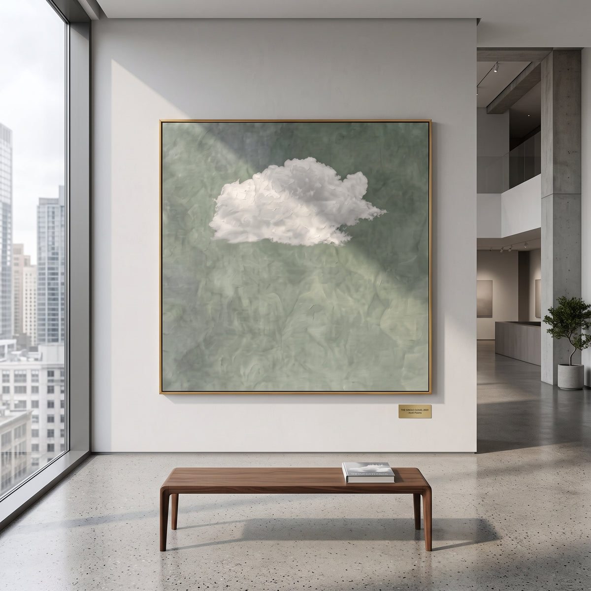 Cloud Waits Over Sage painting presented in an alternate room setting