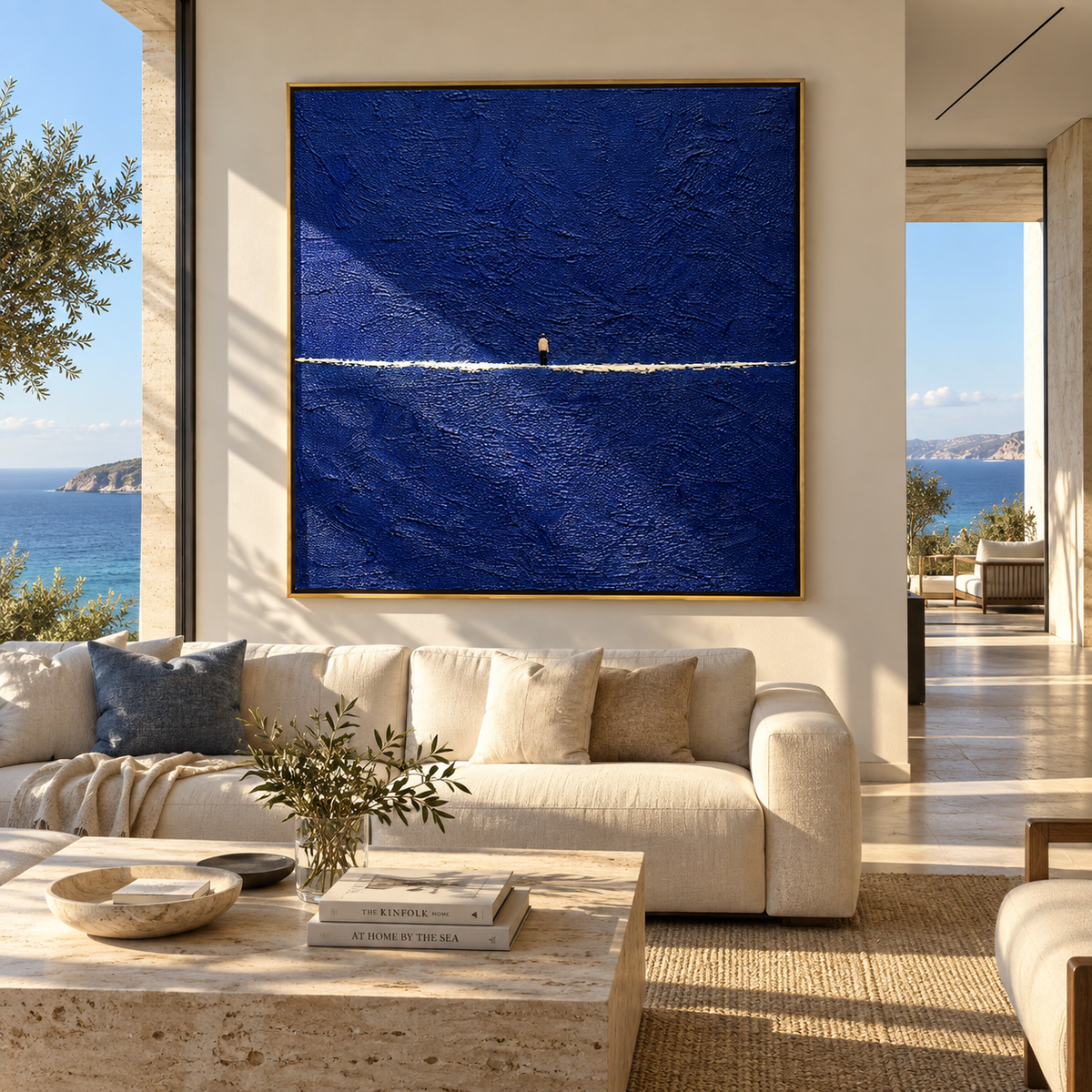 White Line Across Midnight presented in an alternate room setting