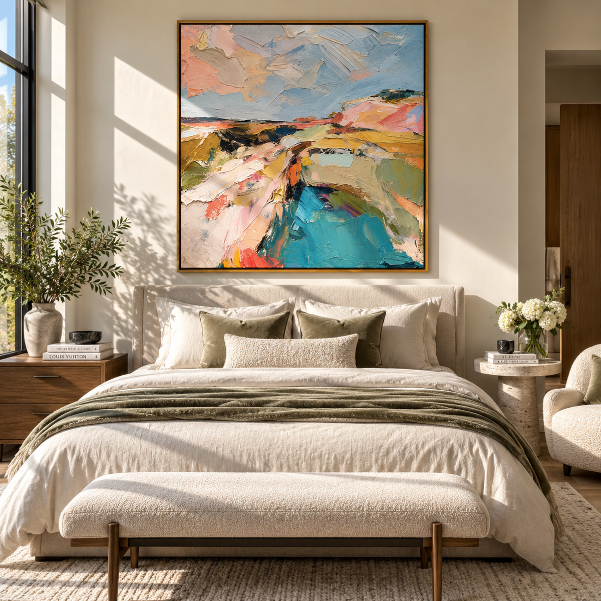 Color Roads to Water square painting styled as a refined focal point
