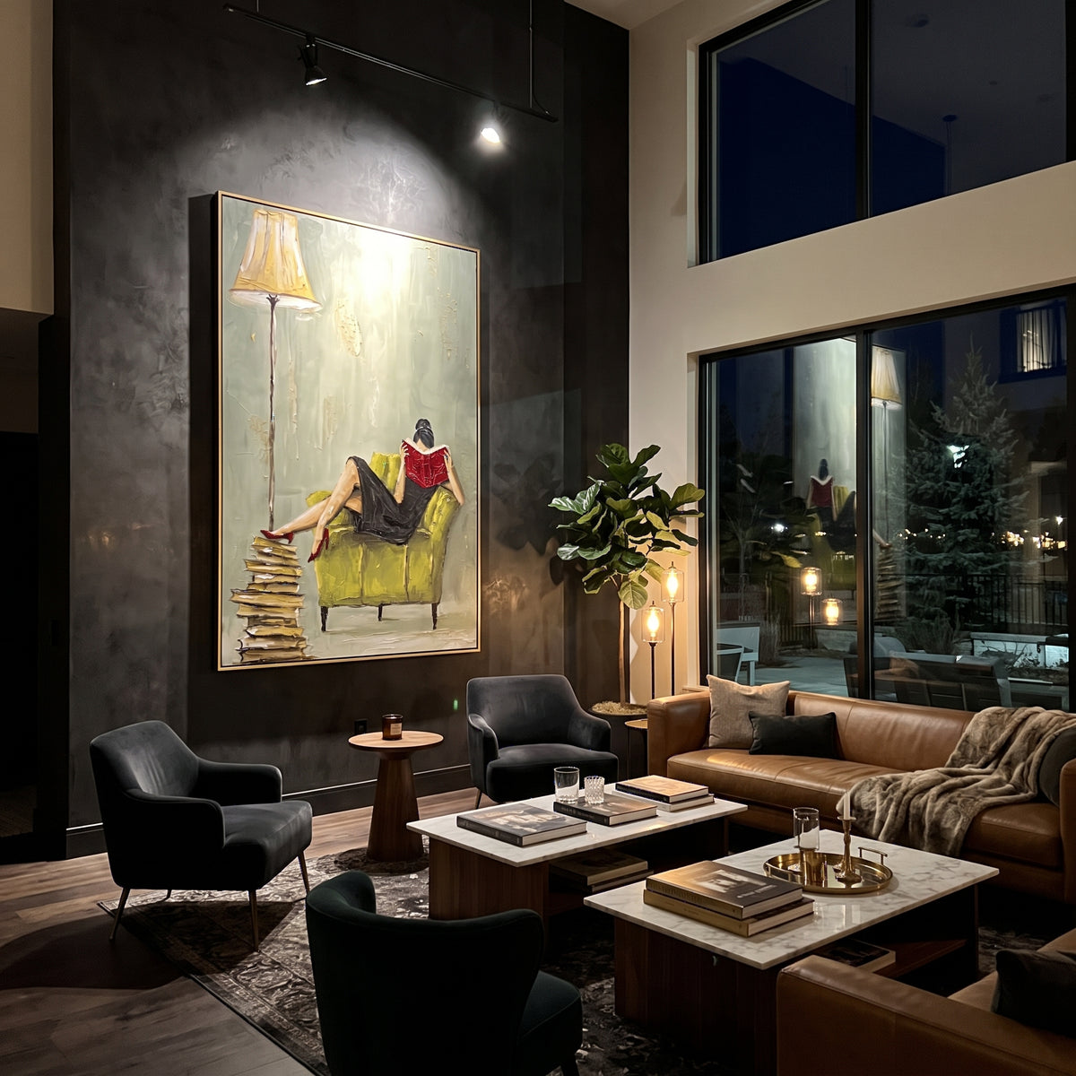 Quiet Hour Under Lamplight artwork styled as a refined interior focal point