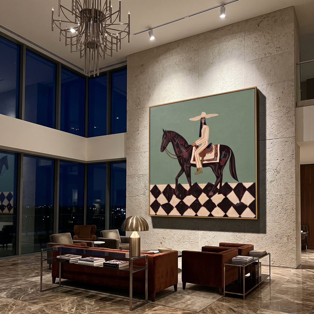Cowgirl Crosses Black Diamonds artwork styled as a refined interior focal point
