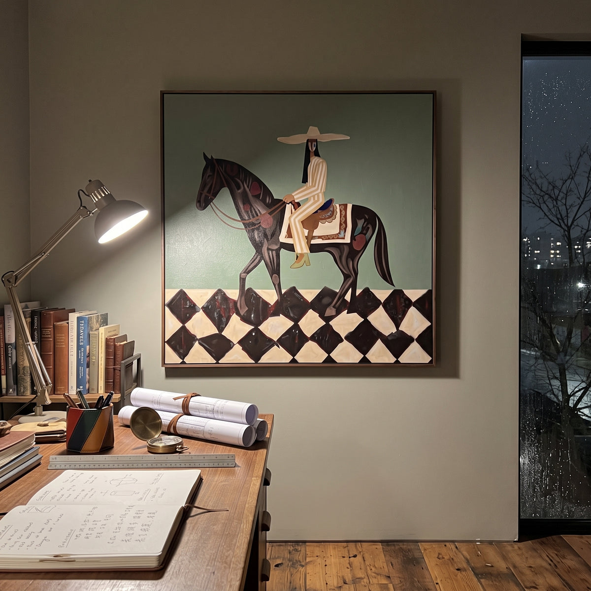 Cowgirl Crosses Black Diamonds displayed with natural materials and quiet decor