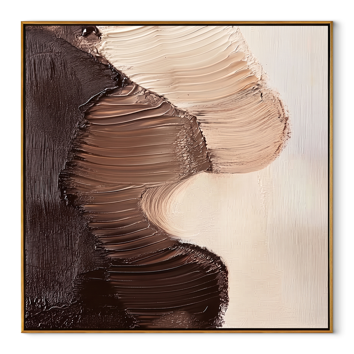 Cocoa Forms Embrace square canvas artwork in a wood frame on a white background