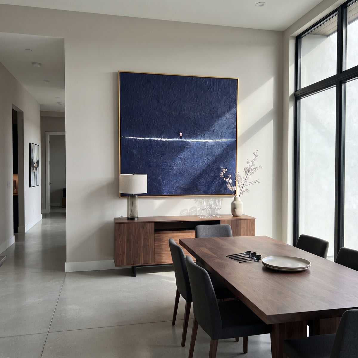 One Light at Midnight artwork shown with modern interior materials
