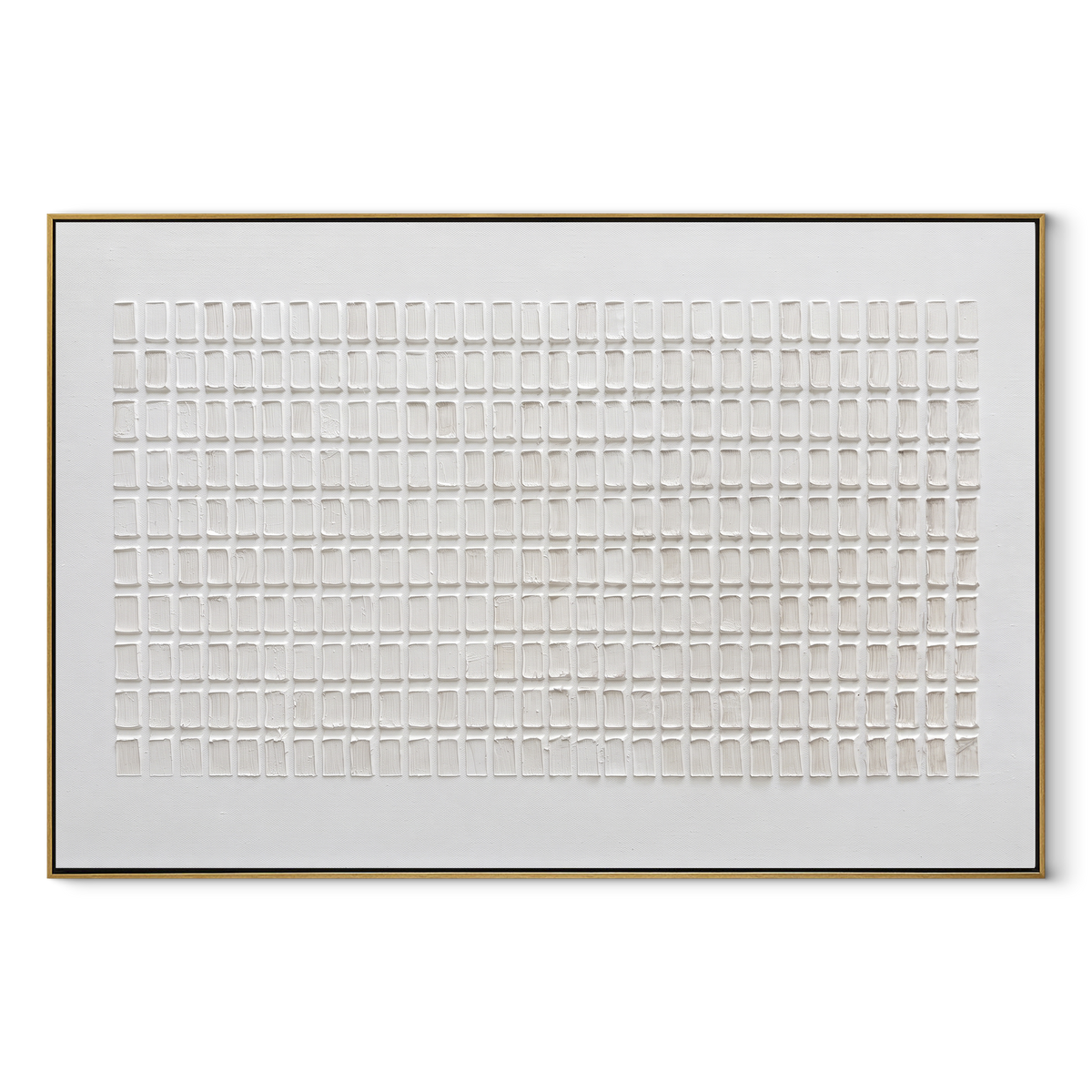 Slate Onyx Linen Echo Form - textured abstract painting in a wood frame on white