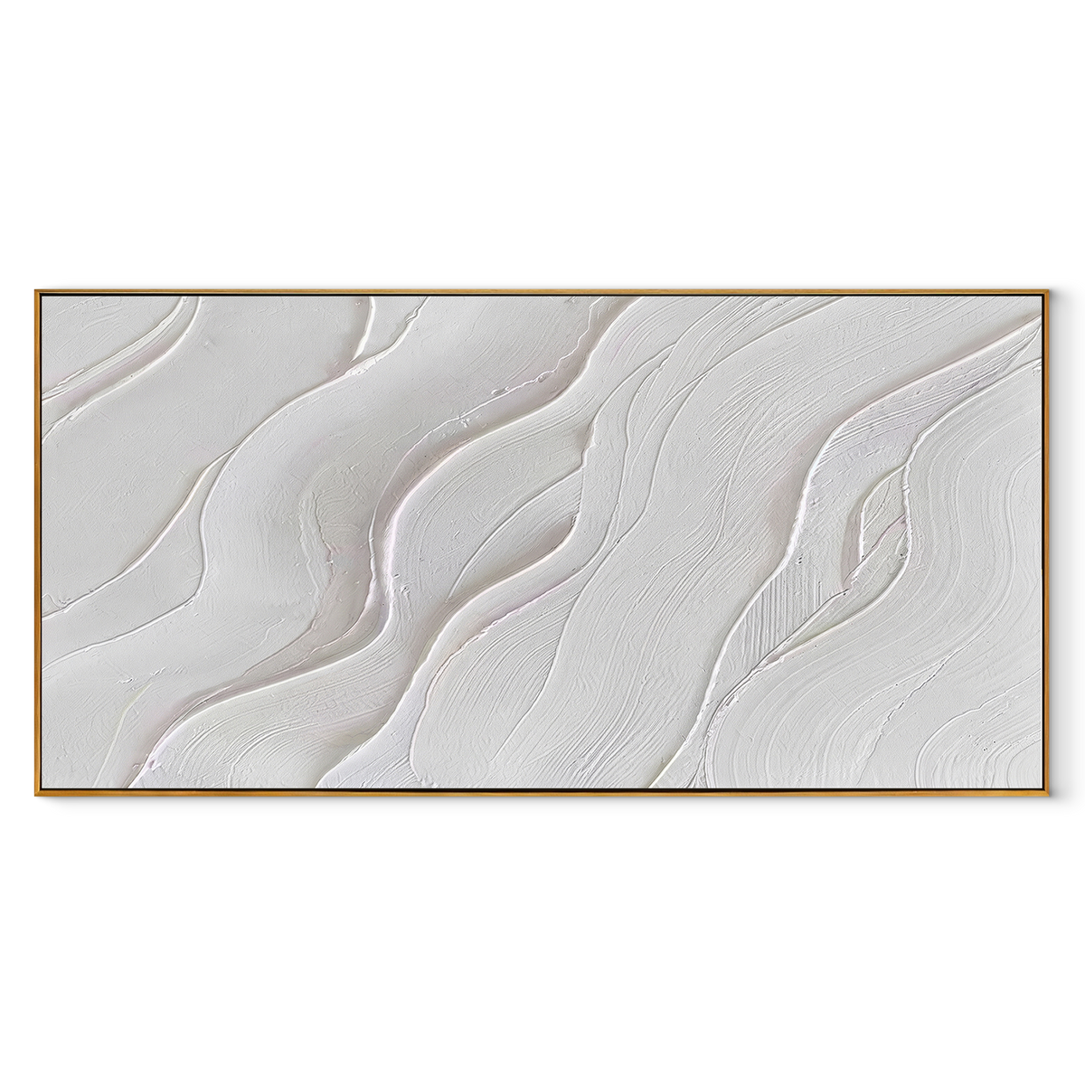 Slate Onyx Amber Layers Cadence - textured abstract painting in a wood frame on white
