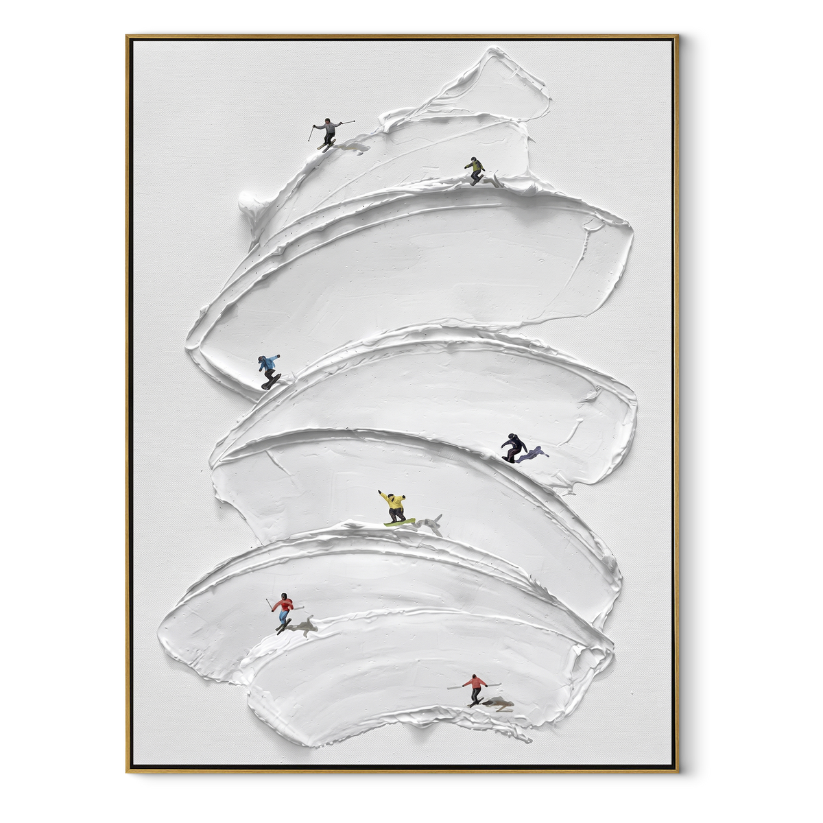 Slate Onyx Linen Drift Distance - textured abstract painting in a wood frame on white