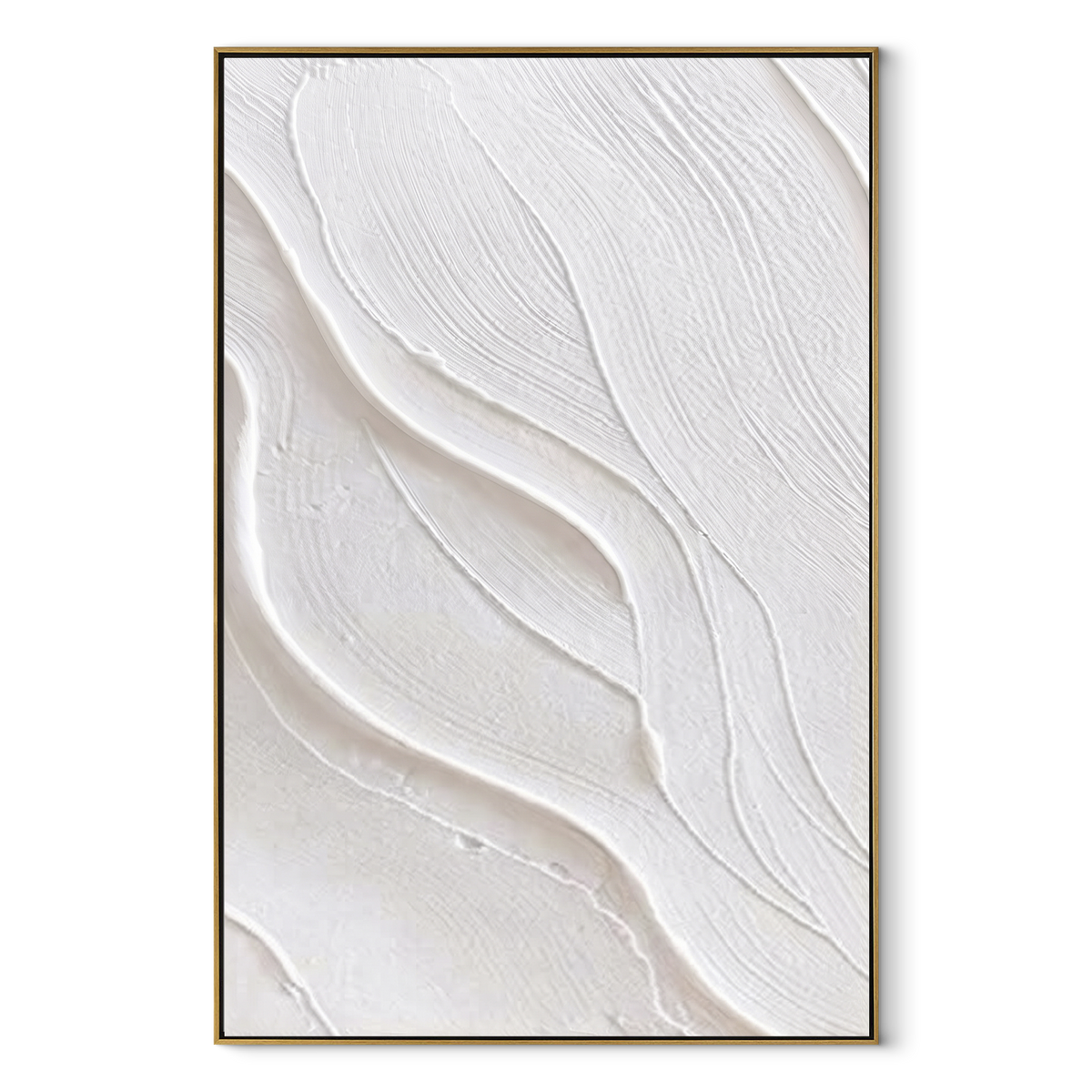 Slate Onyx Linen Contours Light - textured abstract painting in a wood frame on white