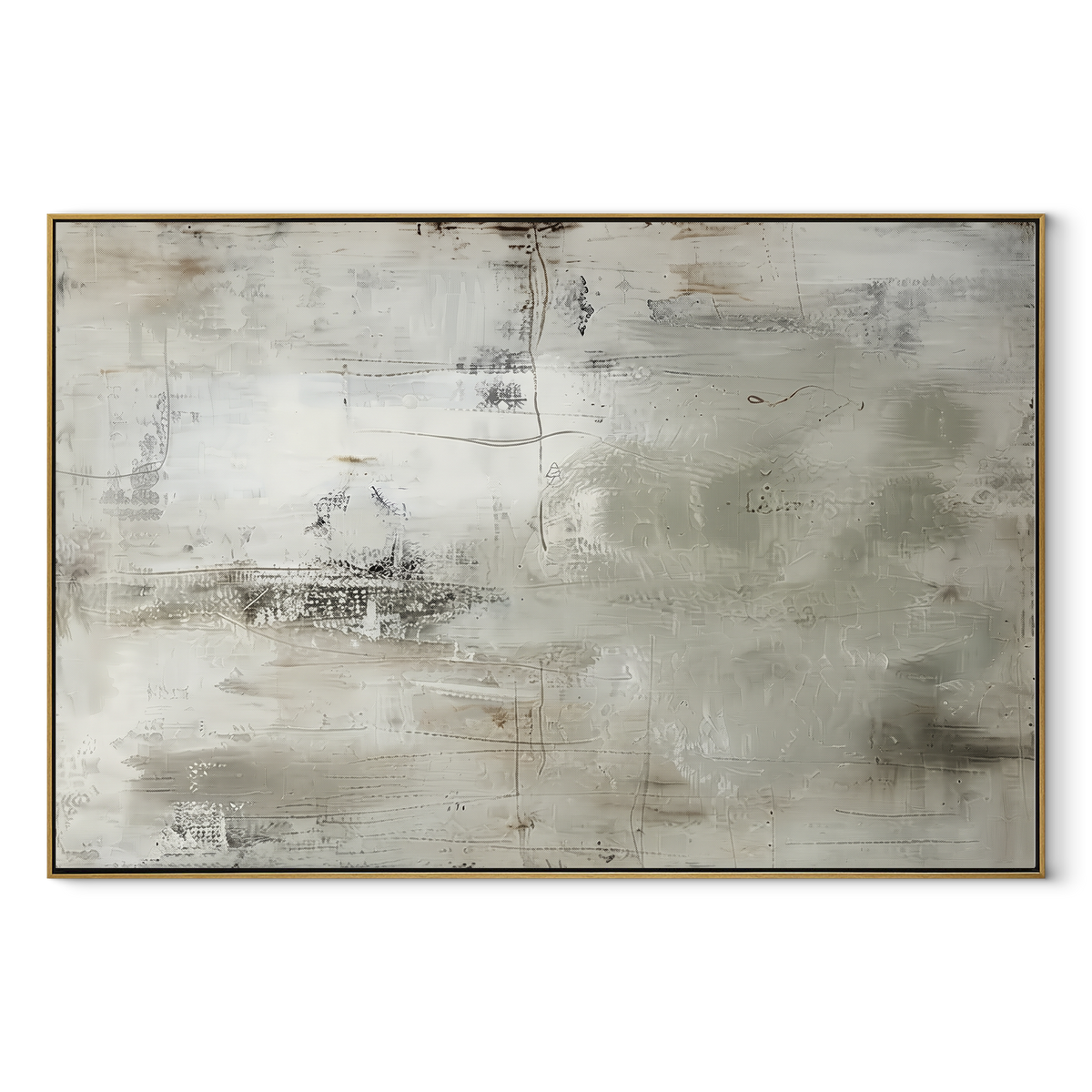 Slate Gilded Onyx Terraces Depth - textured abstract painting in a wood frame on white