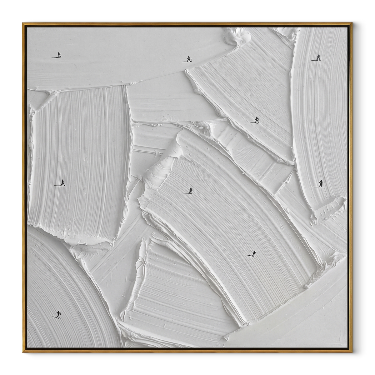 Slate Onyx Neutral Tides Calm - textured abstract painting in a wood frame on white