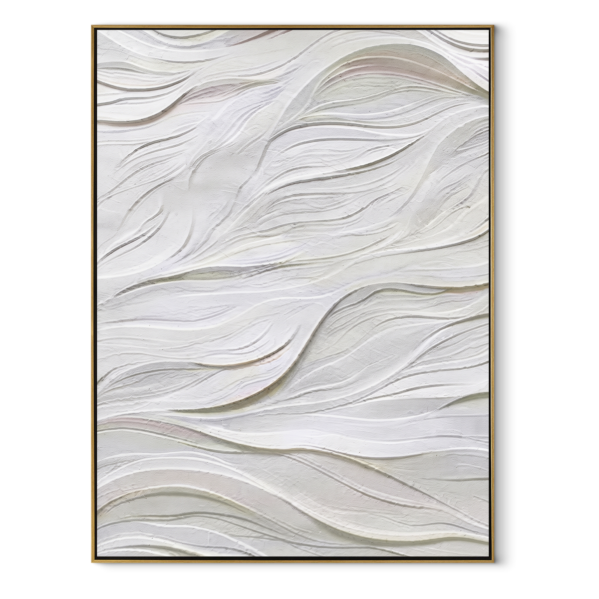 Slate Onyx Linen Echo Light - textured abstract painting in a wood frame on white