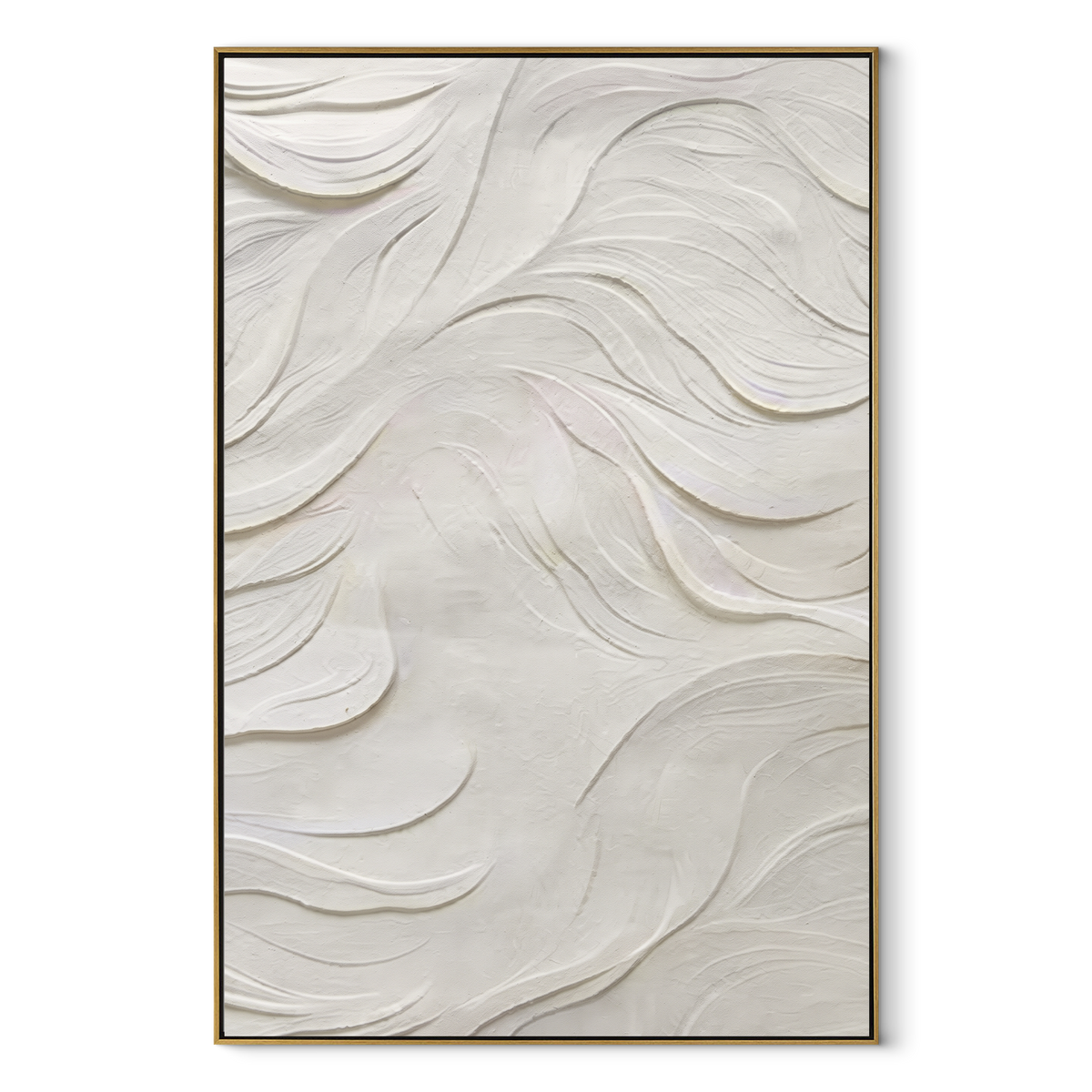 Slate Onyx Linen Rhythm Tension - textured abstract painting in a wood frame on white
