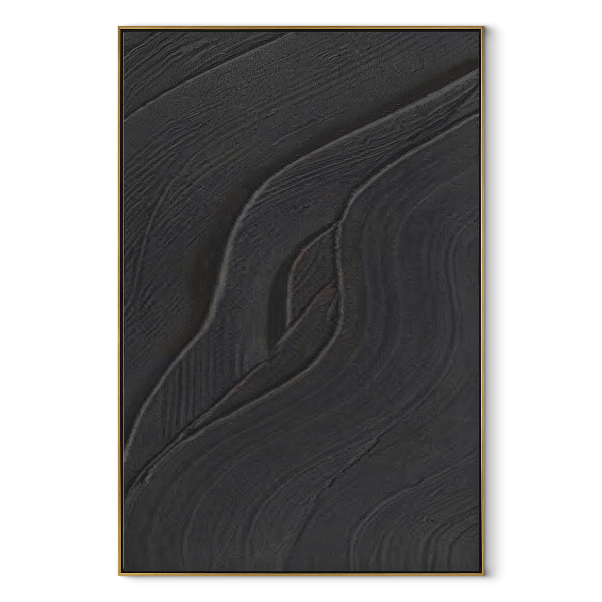 Slate Onyx Violet Drift Rain - textured abstract painting in a wood frame on white