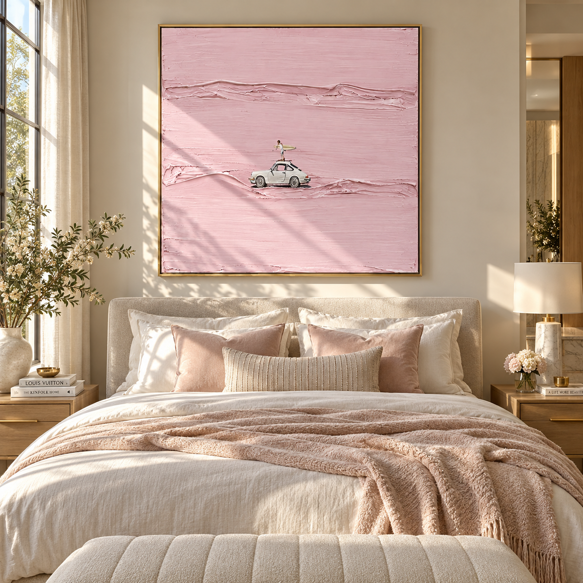 Linen Slate Road Echo Interval - textured car painting shown in modern room setting 4