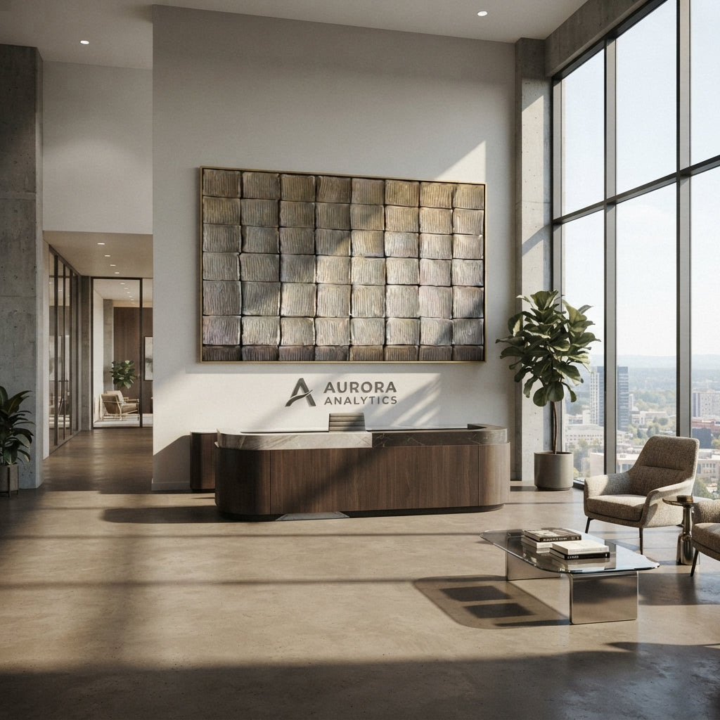 Slate Umber Linen Terraces Space - textured abstract painting shown in modern room setting 5