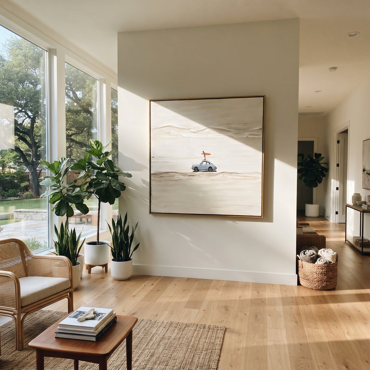Slate Linen Road Fragments Form - textured car painting displayed in a styled interior