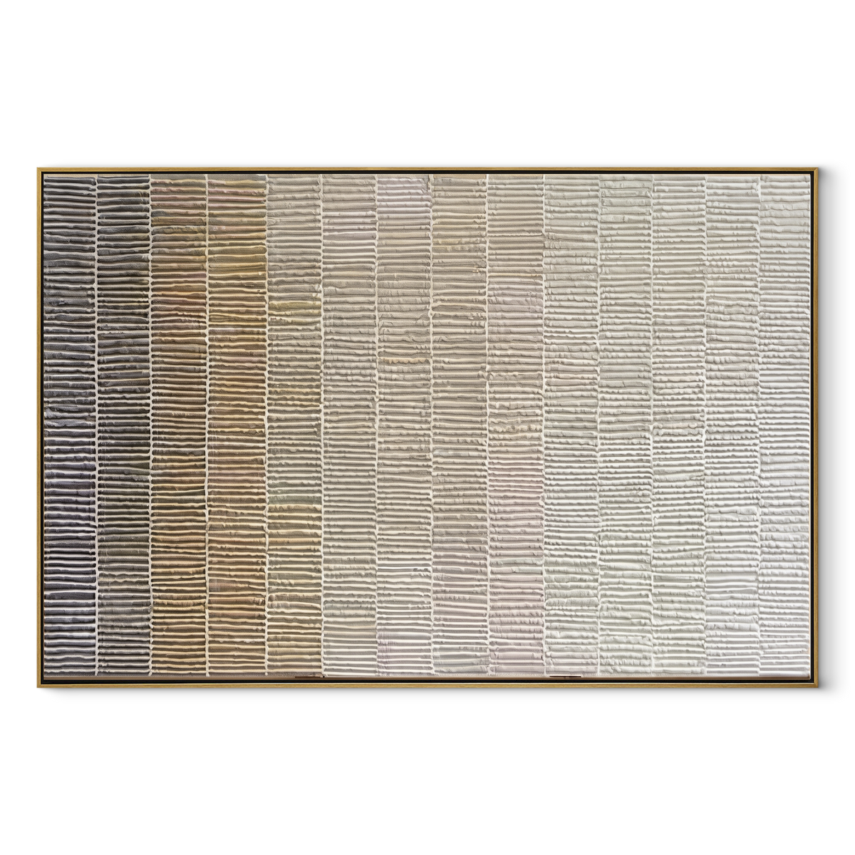 Linen Slate Umber Field Quiet - textured abstract painting in a wood frame on white