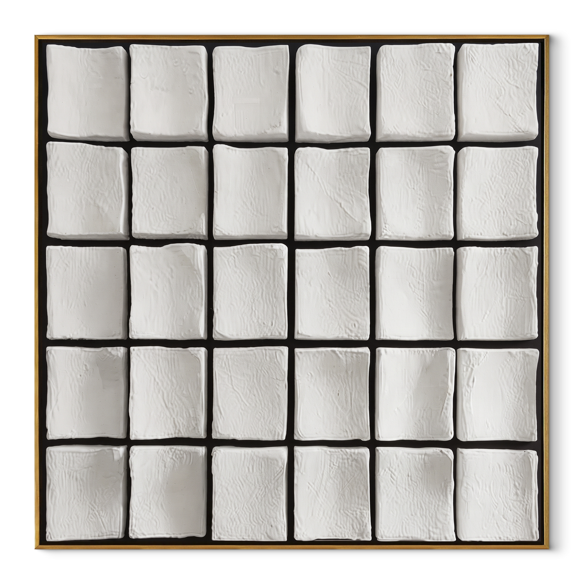 Slate Onyx Umber Passage Form - textured abstract painting in a wood frame on white