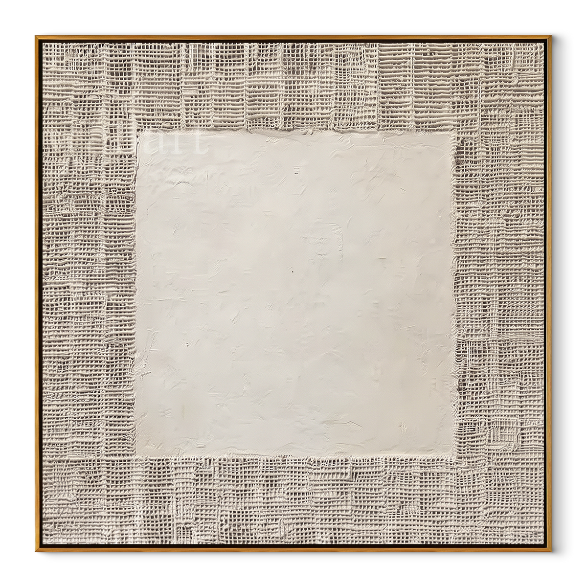 Slate Linen Umber Layers Silence - textured abstract painting in a wood frame on white