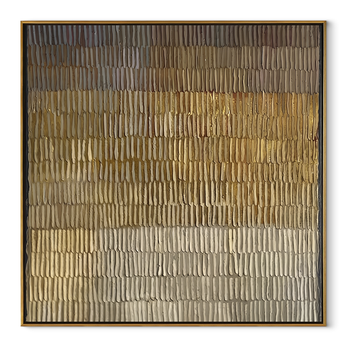 Umber Linen Amber Passage Space - textured abstract painting in a wood frame on white
