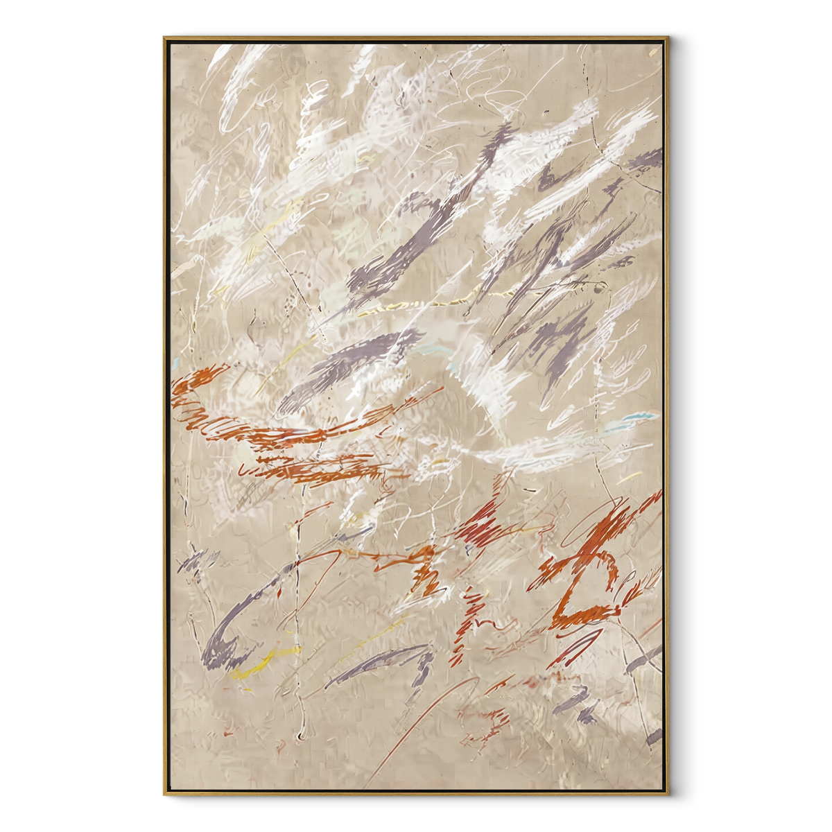 Linen Slate Onyx Relief Air - textured abstract painting in a wood frame on white
