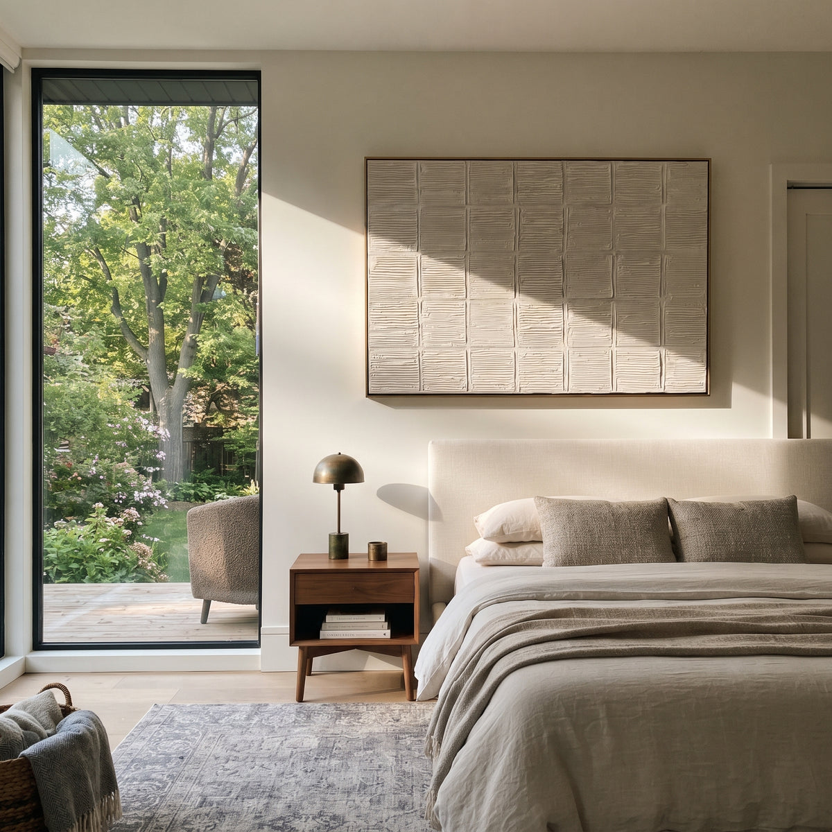 Slate Linen Onyx Strata Rain - textured abstract painting shown in modern room setting 5