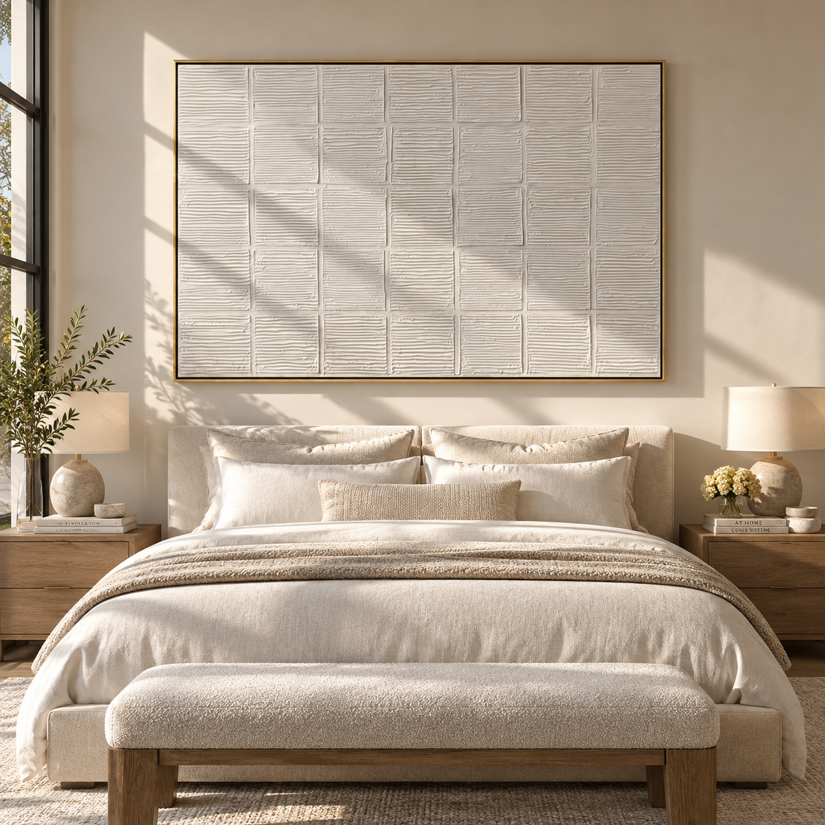Slate Onyx Linen Horizon Dusk - textured abstract painting shown in modern room setting 4