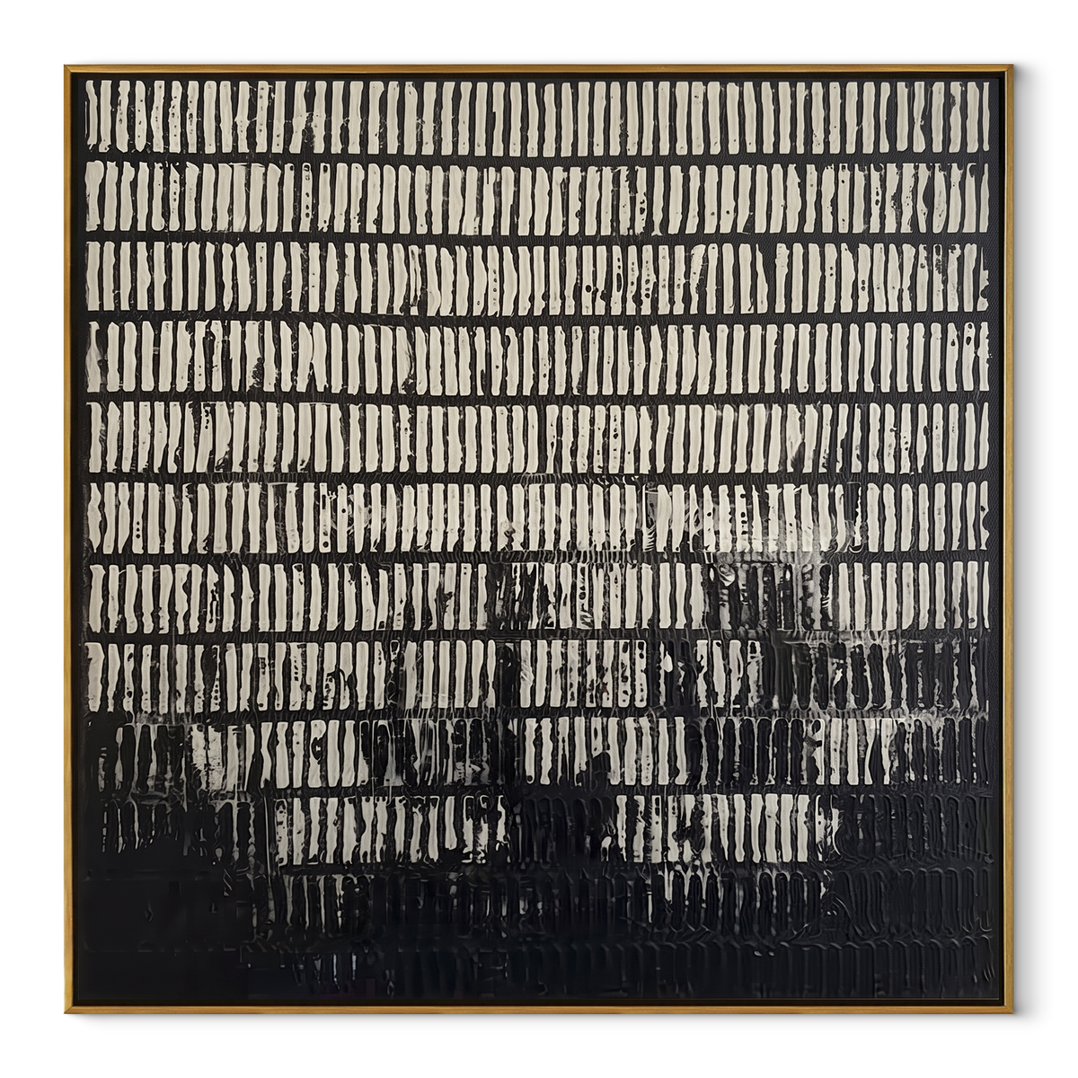 Slate Onyx Linen Tides Distance - textured abstract painting in a wood frame on white