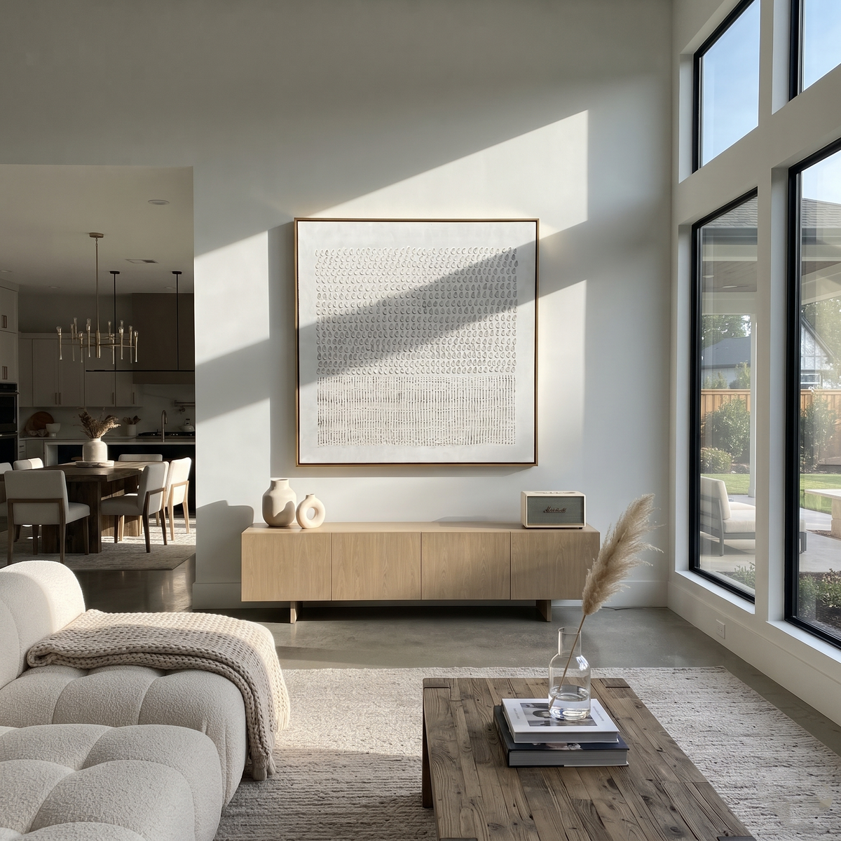 Slate Umber Neutral Crossing Depth - textured abstract painting shown in modern room setting 2