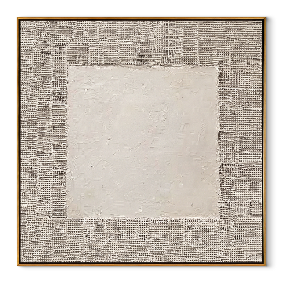 Slate Umber Linen Layers Dusk - textured abstract painting in a wood frame on white