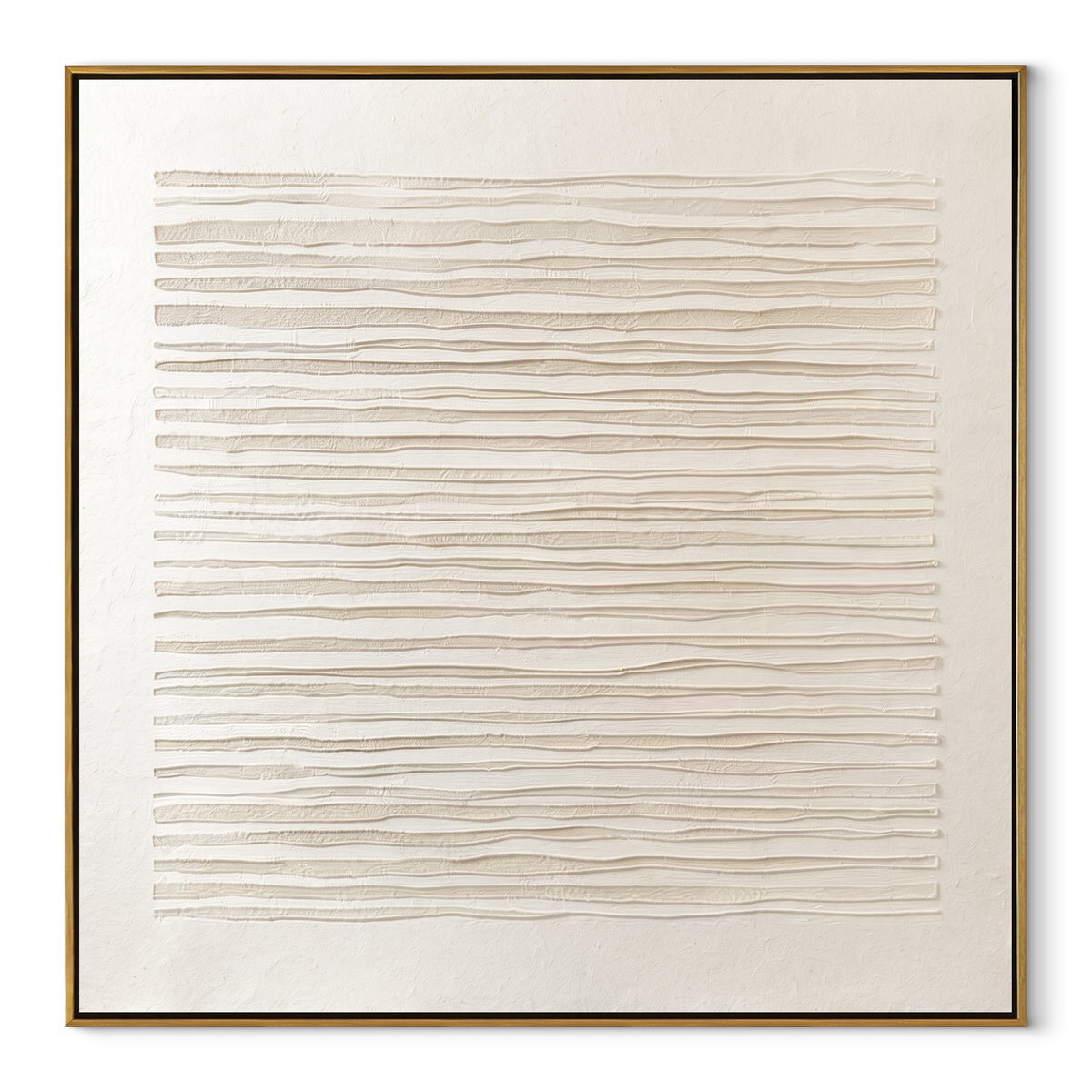 Slate Linen Gilded Drift Interval - textured abstract painting in a wood frame on white