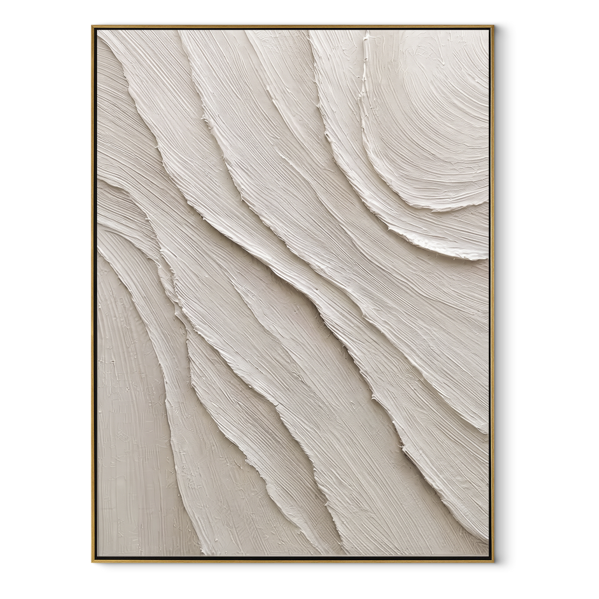 Slate Linen Onyx Strata Form - textured abstract painting in a wood frame on white