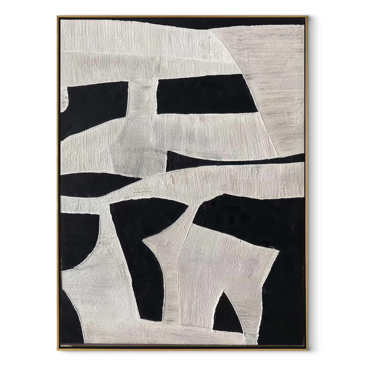 Slate Onyx Linen Intervals Rain - textured abstract painting in a wood frame on white