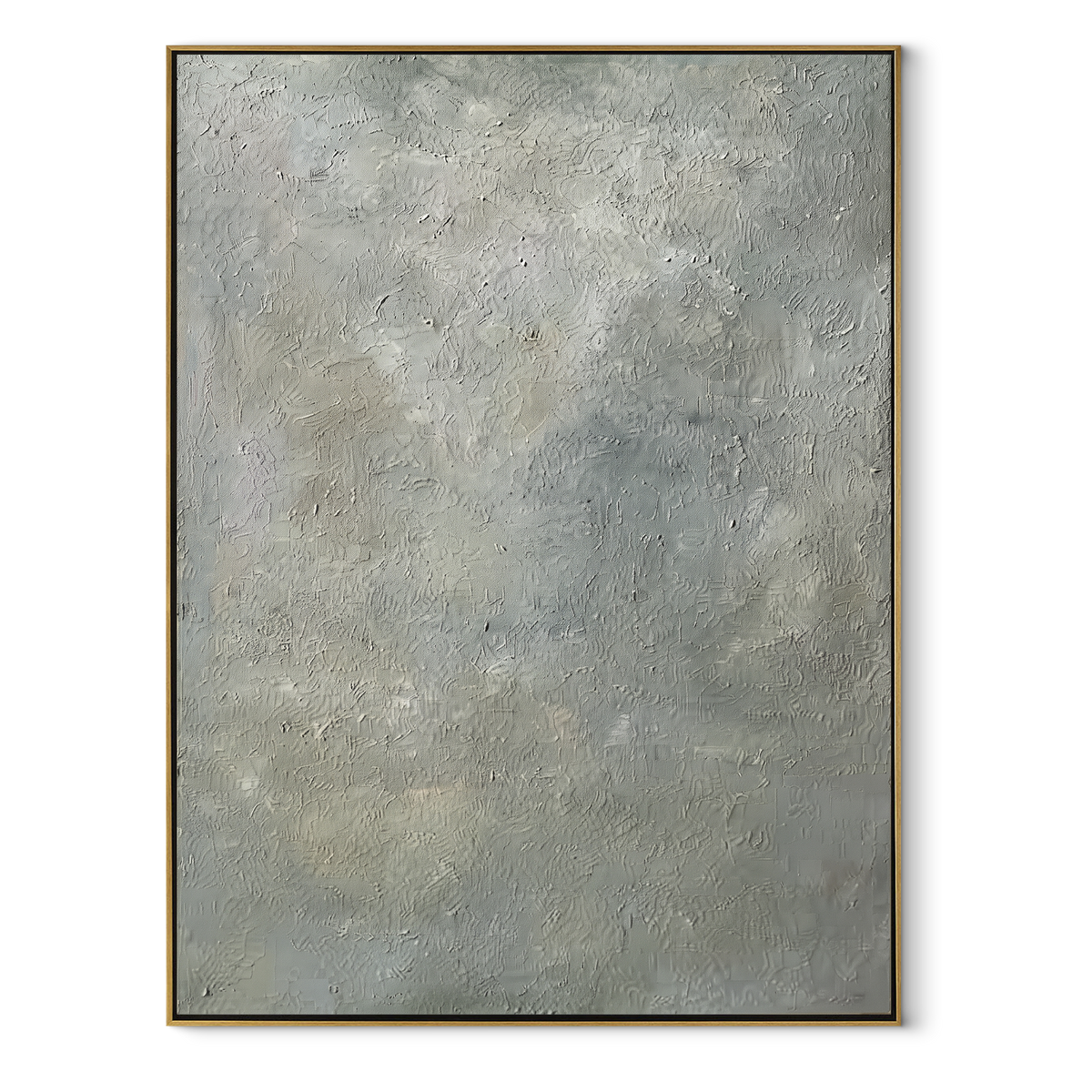 Slate Onyx Gilded Echo Distance - textured abstract painting in a wood frame on white