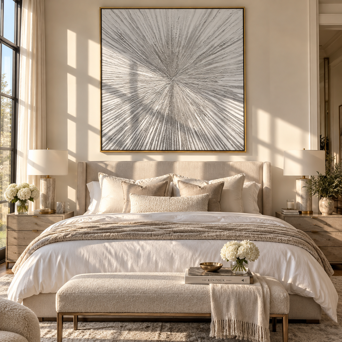 Slate Onyx Umber Terraces Quiet - textured abstract painting shown in modern room setting 5